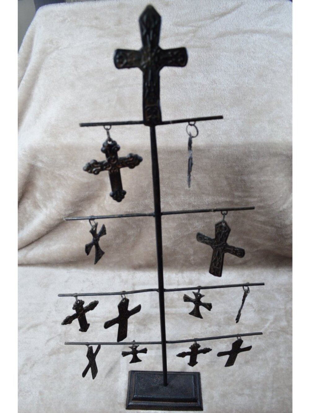 Metal Cross Standing  Tiered Display Decoration Rustic Gothic Ornate Industrial